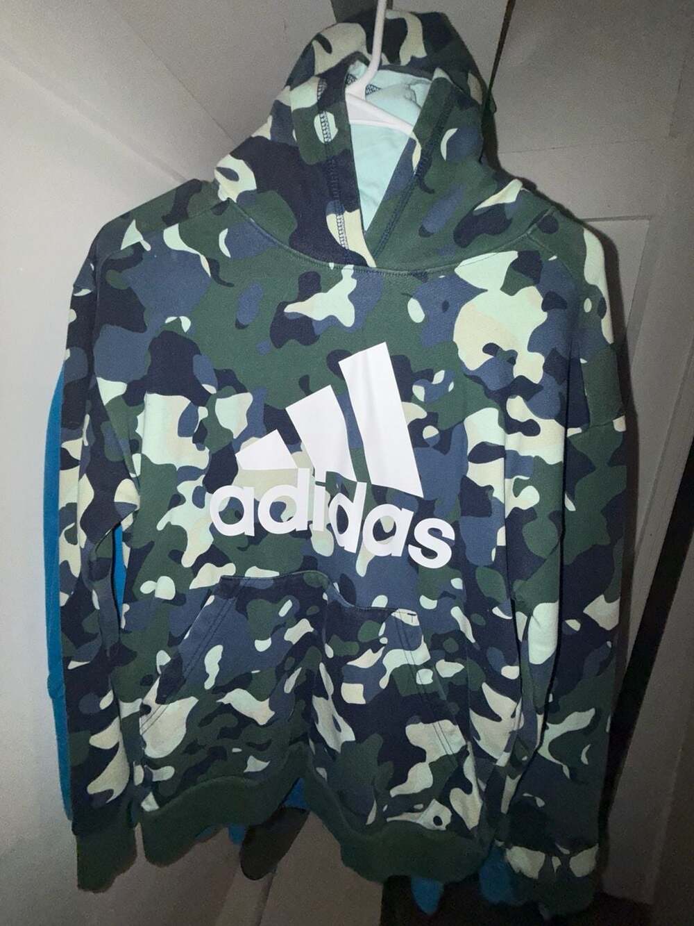 Adidas Boy's Camo All Over Print Hooded Pullover Size L (14/16)